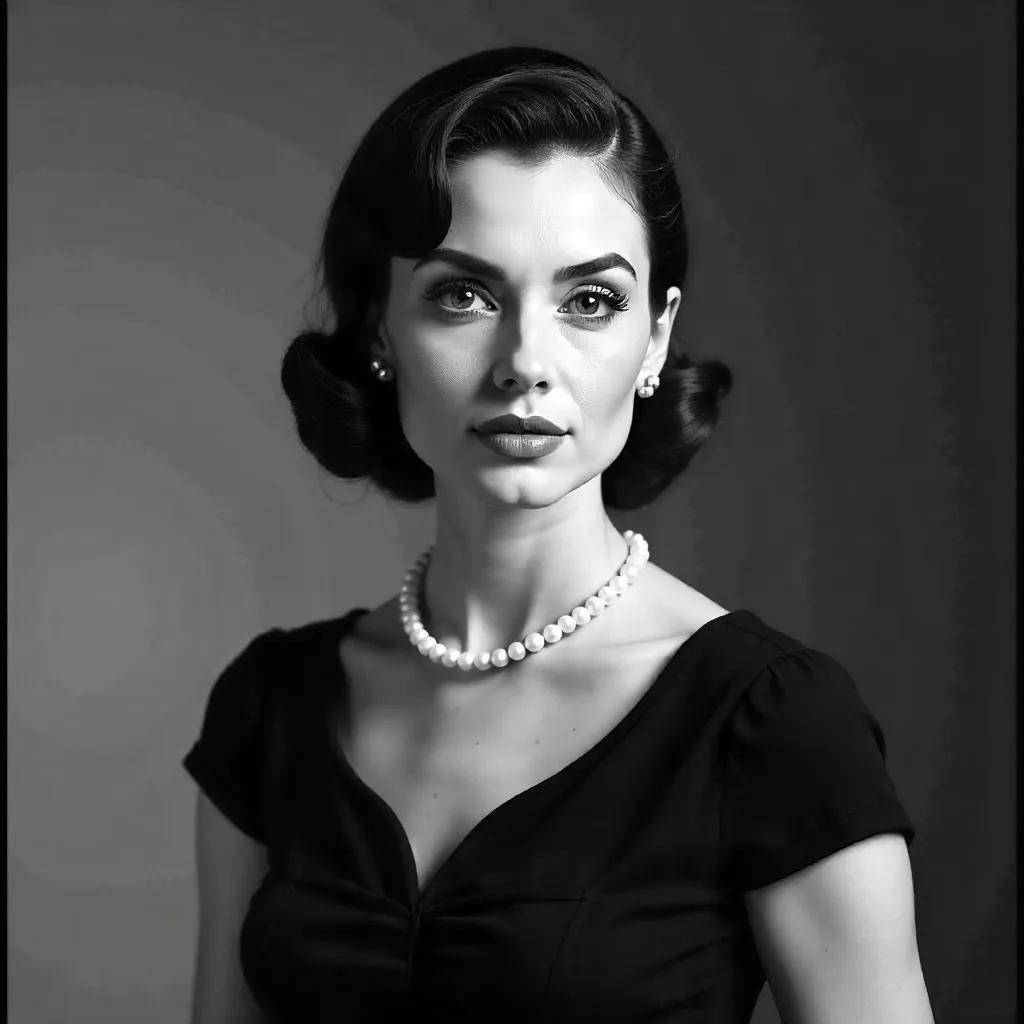 Glamorous 1950s BW Portrait of a Retro Fashionista