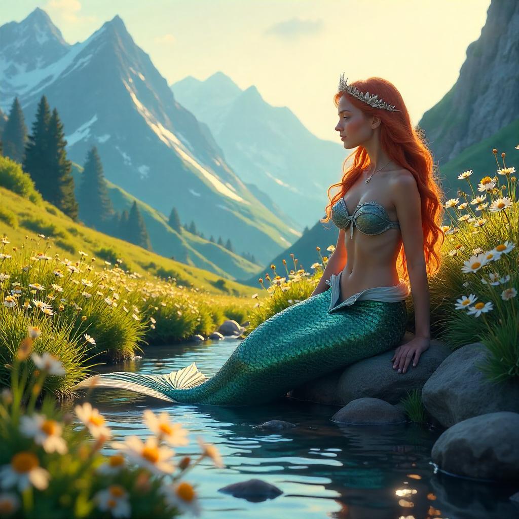 Mermaid Concept Art in an Alpine Meadow