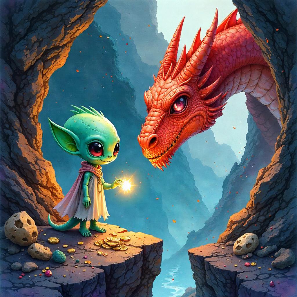 Alien in a Dragon's Lair: Watercolor Wonder