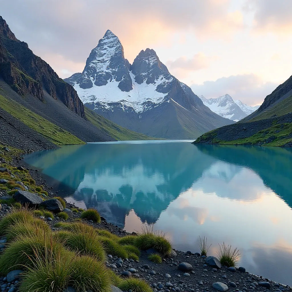 Icelandic Mountains Over a Tranquil Spring Lake