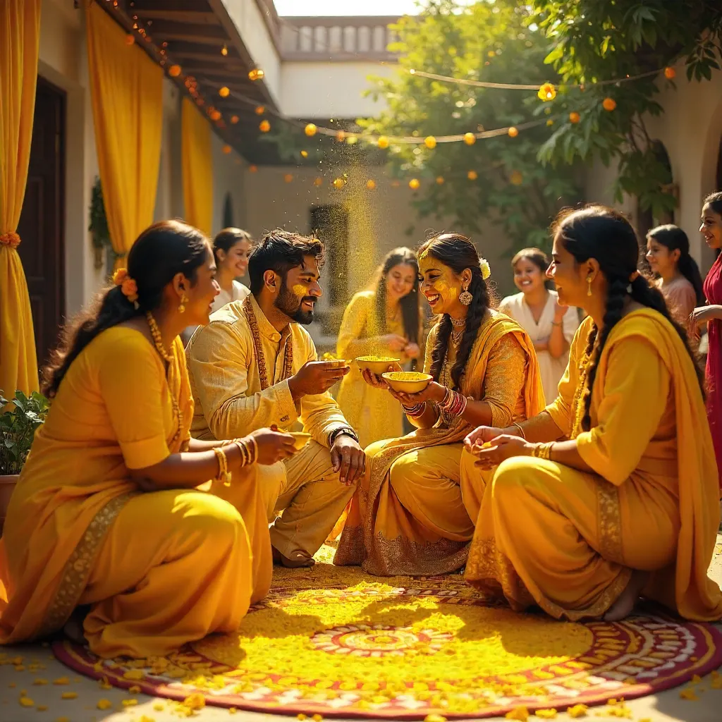 Joyful Haldi Ceremony: Family Yellow Celebration