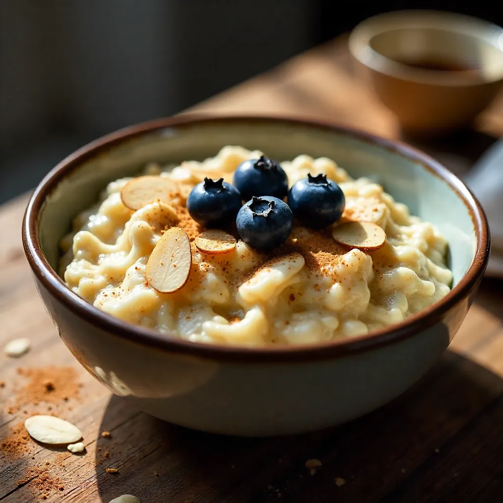 Oatmeal Bowl with Blueberries and Almond Slices