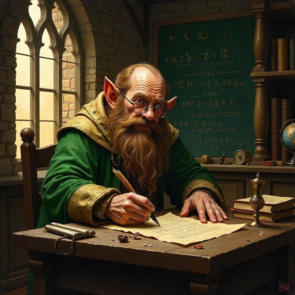 Dwarf Scholar in an Old School Oil Painting
