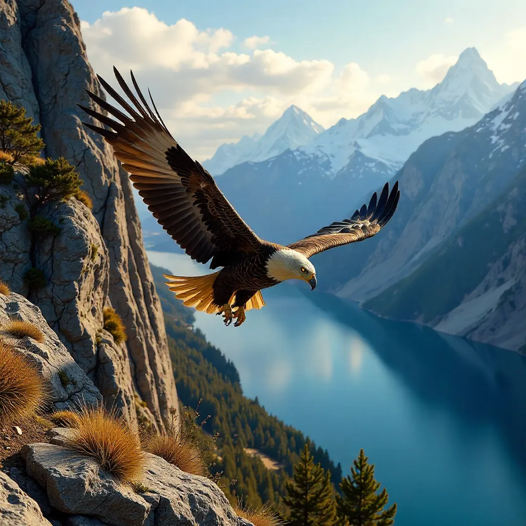 Eagle Over Bariloche's Rugged Patagonian Cliffs
