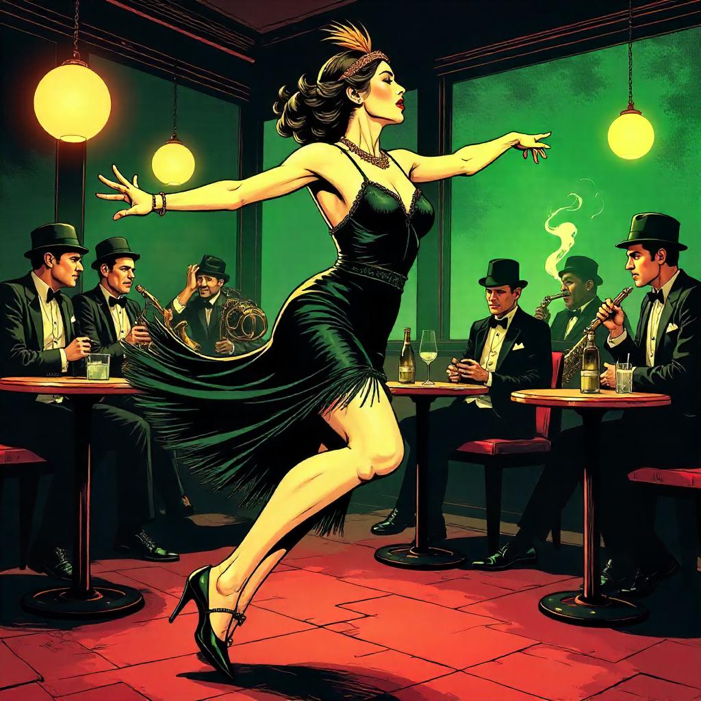 Speakeasy Dancer in Bold Comic-Book Style