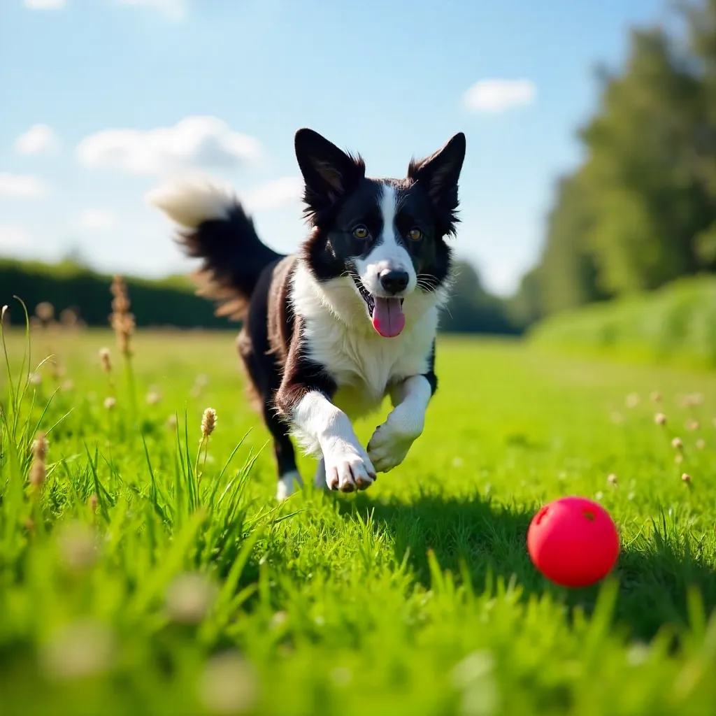 Lively Border Collie in a Sunny Meadow