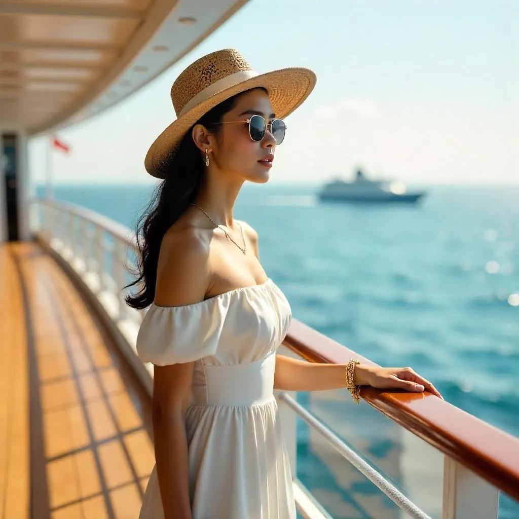 Photorealistic Asian Woman on a Cruise Ship