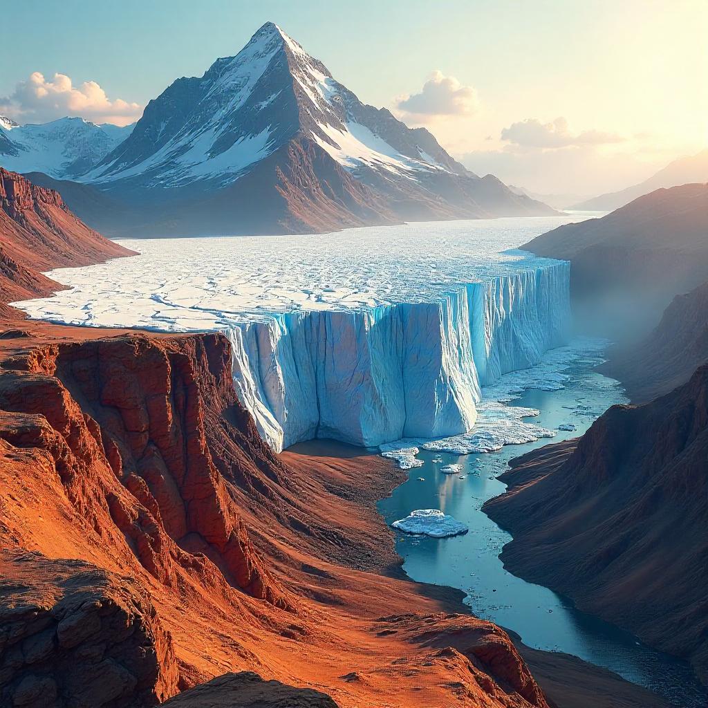 Glacier on a Desert Mesa - 3D Rendered Landscape