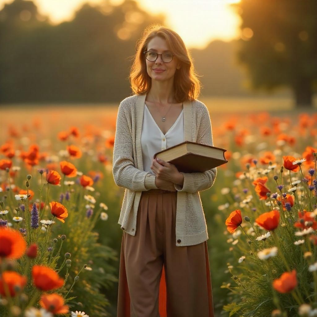 Librarian in a Golden Flower Field