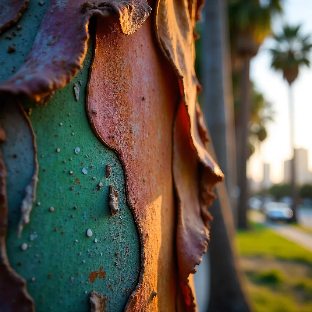 Vibrant Eucalyptus Bark Close-Up in Los Angeles
