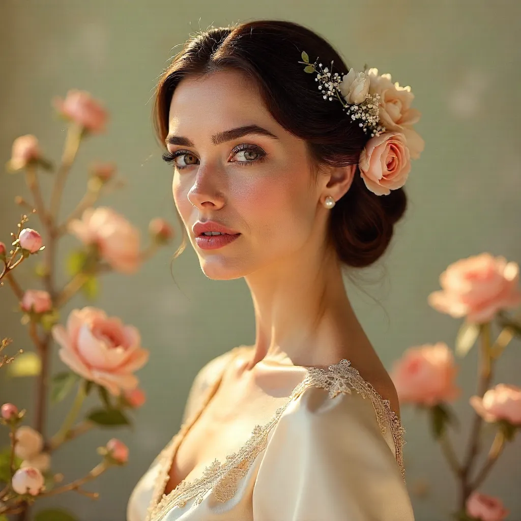 Floral Couture Portrait: Elegant Fashion