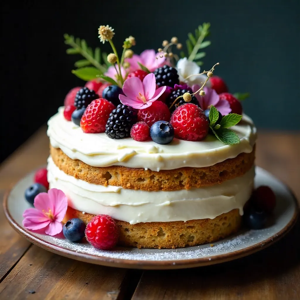 Artisanal Berry-Flower Cake: A Culinary Masterpiece