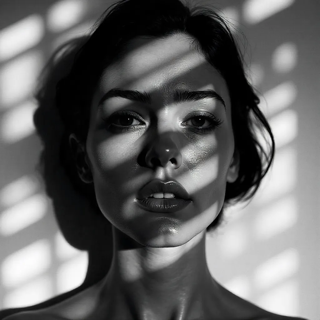 Monochrome Shadow Portrait of a Woman