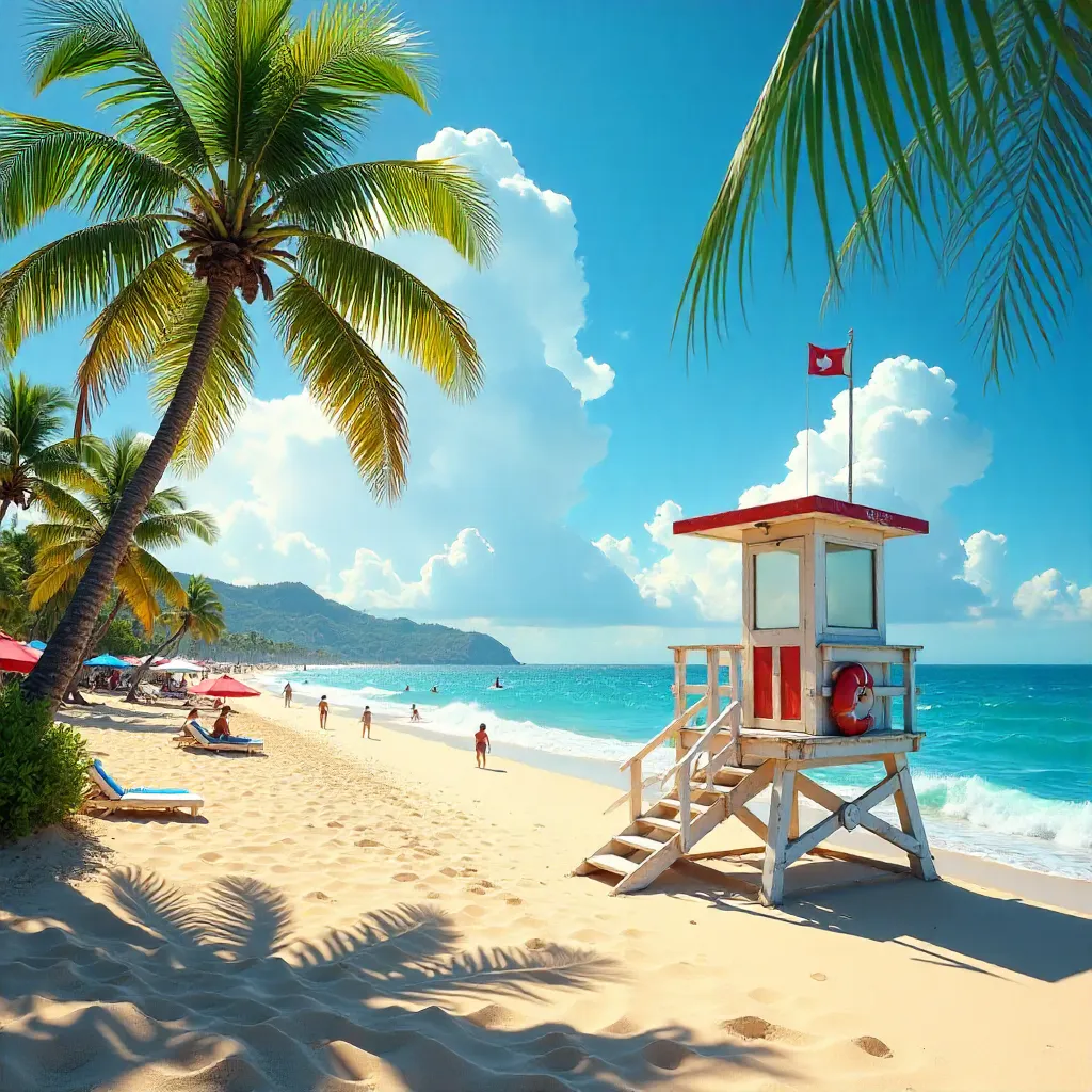 Lifeguard Tower on a Sunny Magic Island Beach