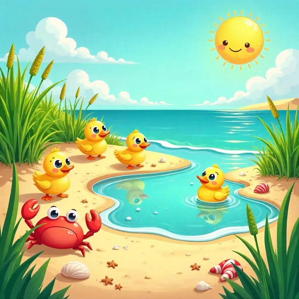 Cartoon Marsh on a Sunny Beach