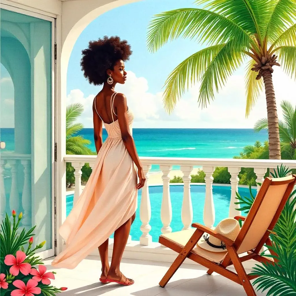 Watercolor Portrait at a Tropical Resort