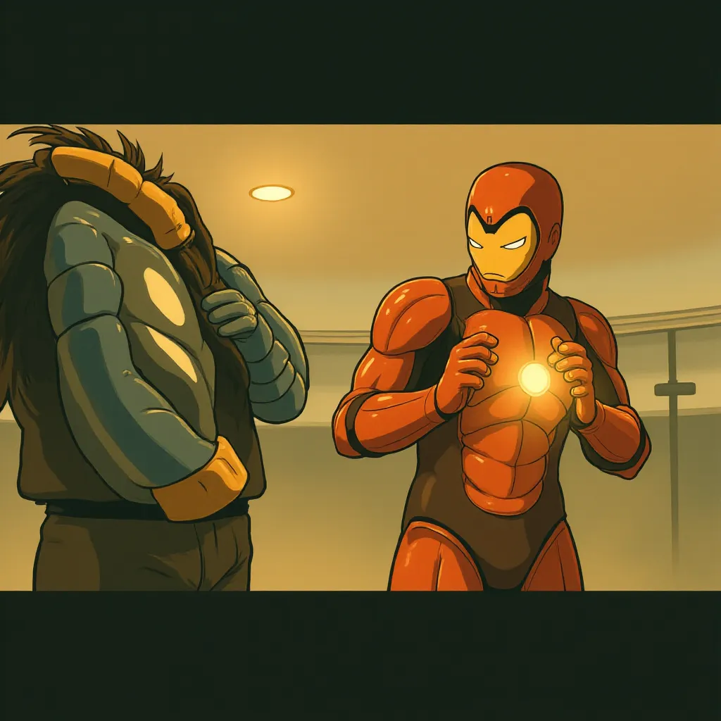 Don Cheadle and Robert Downey Jr. in Iron Man 2 (2010) - Anime style