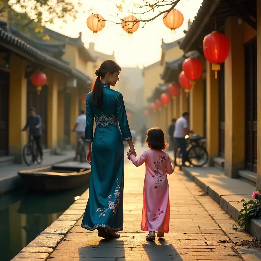 Mother and Daughter in Ao Dai in Hội An