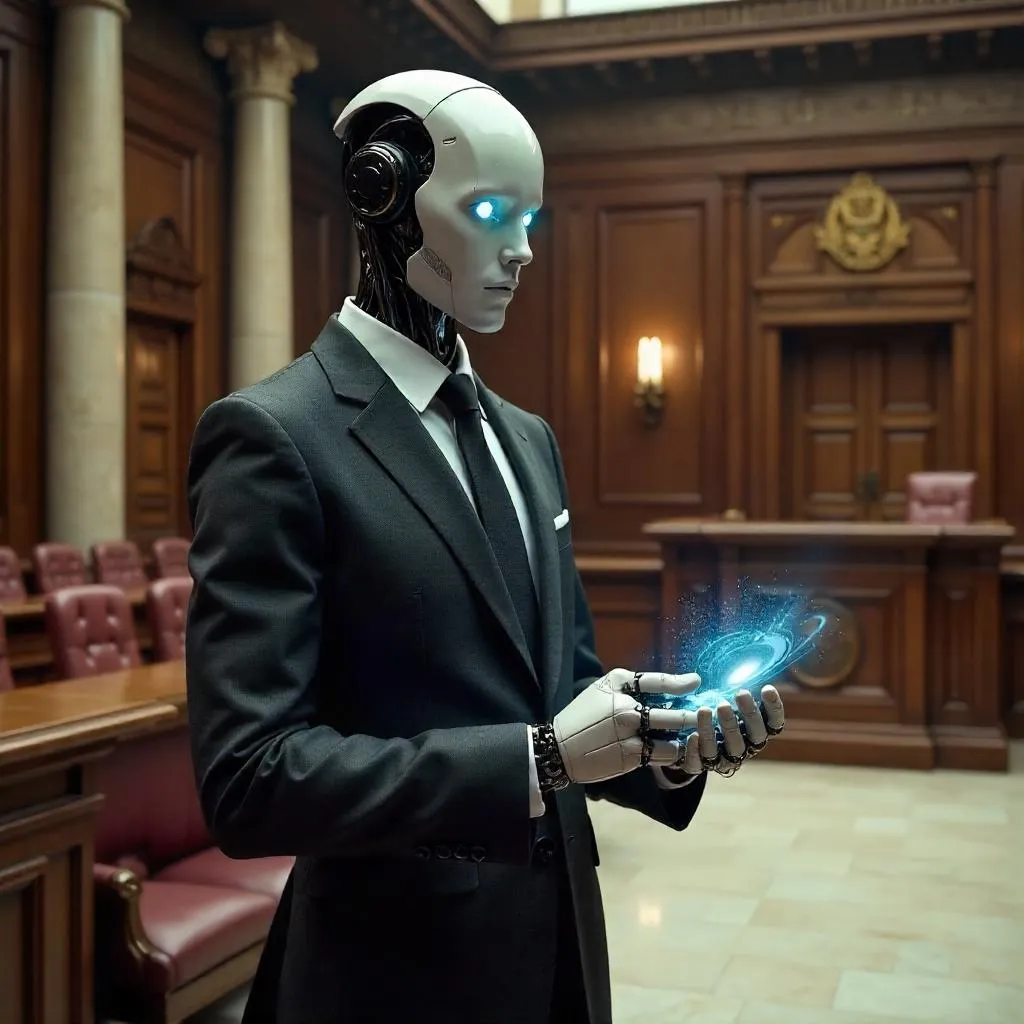 Photoreal Android in a Grand Courthouse