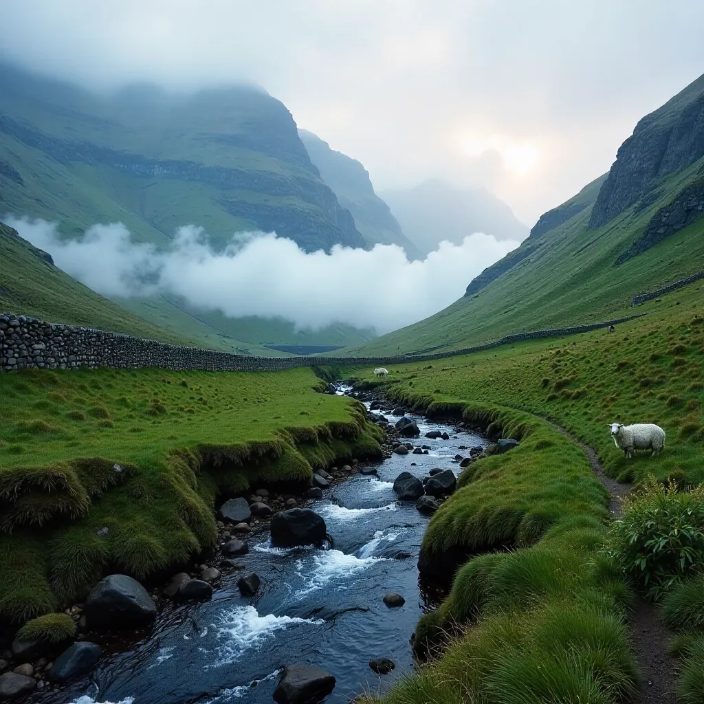 Mist over Snowdonia’s Rugged Green Peaks