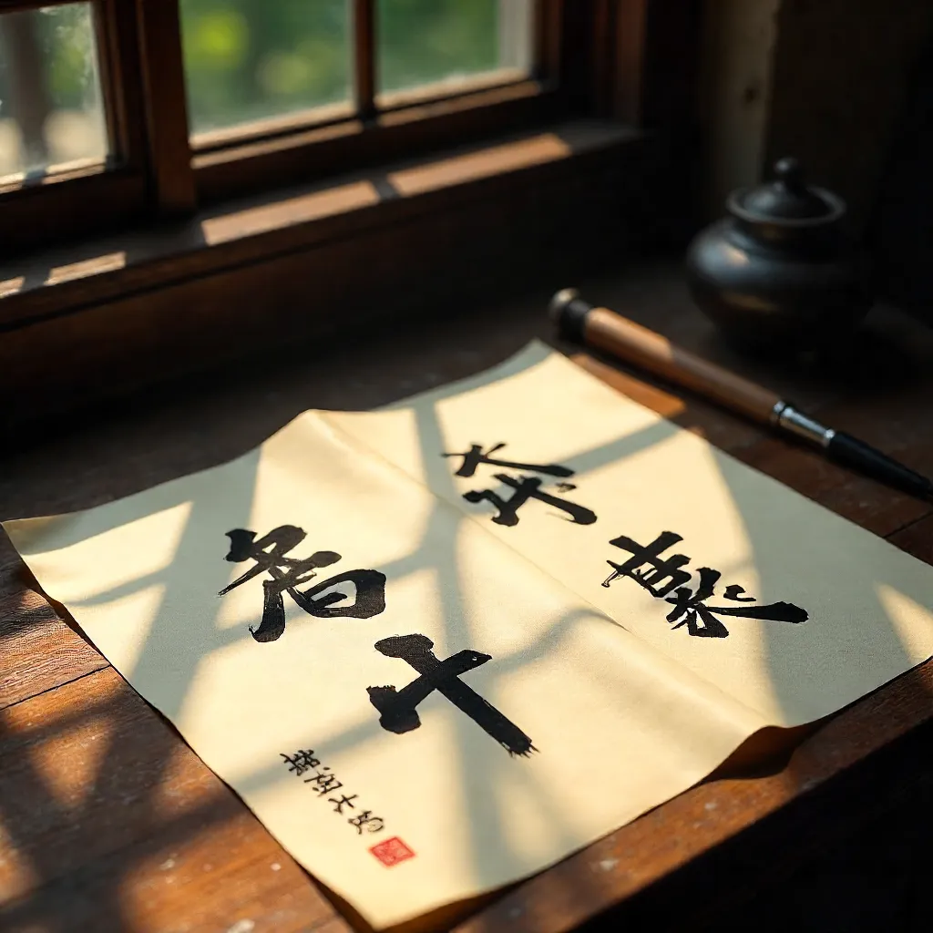 Sunlight and Shadow on Chinese Calligraphy Sheets