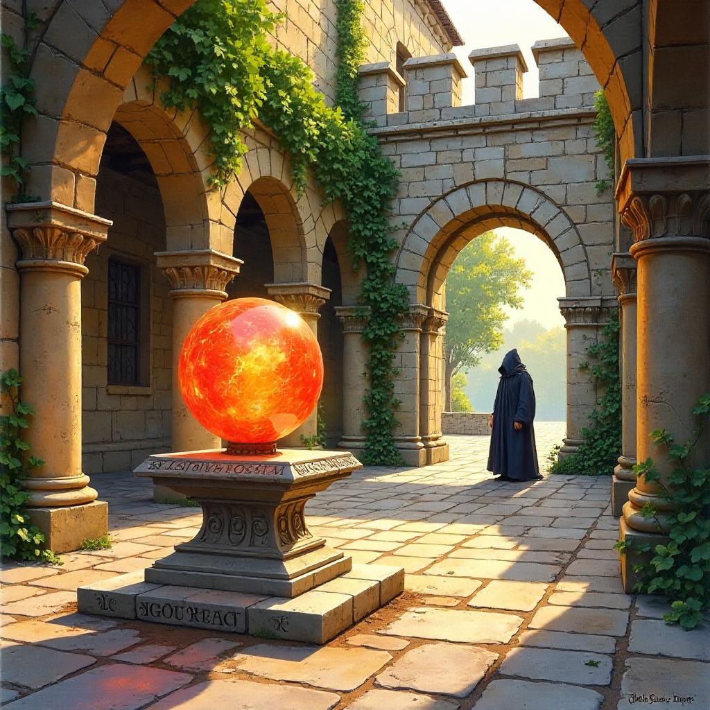 Philosopher's Stone in a Castle Courtyard (Watercolor)
