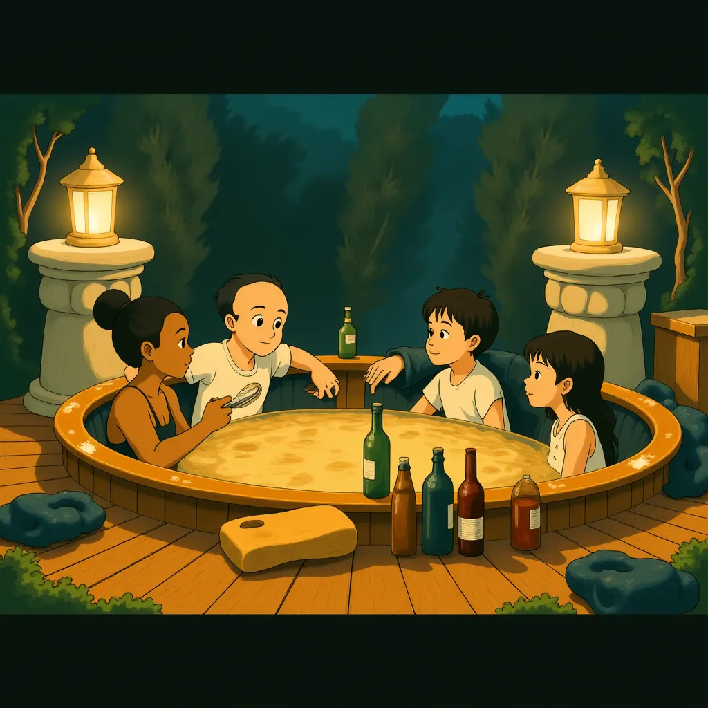 John Cusack, Clark Duke, Craig Robinson, and Rob Corddry in Hot Tub Time Machine (2010) - Anime style