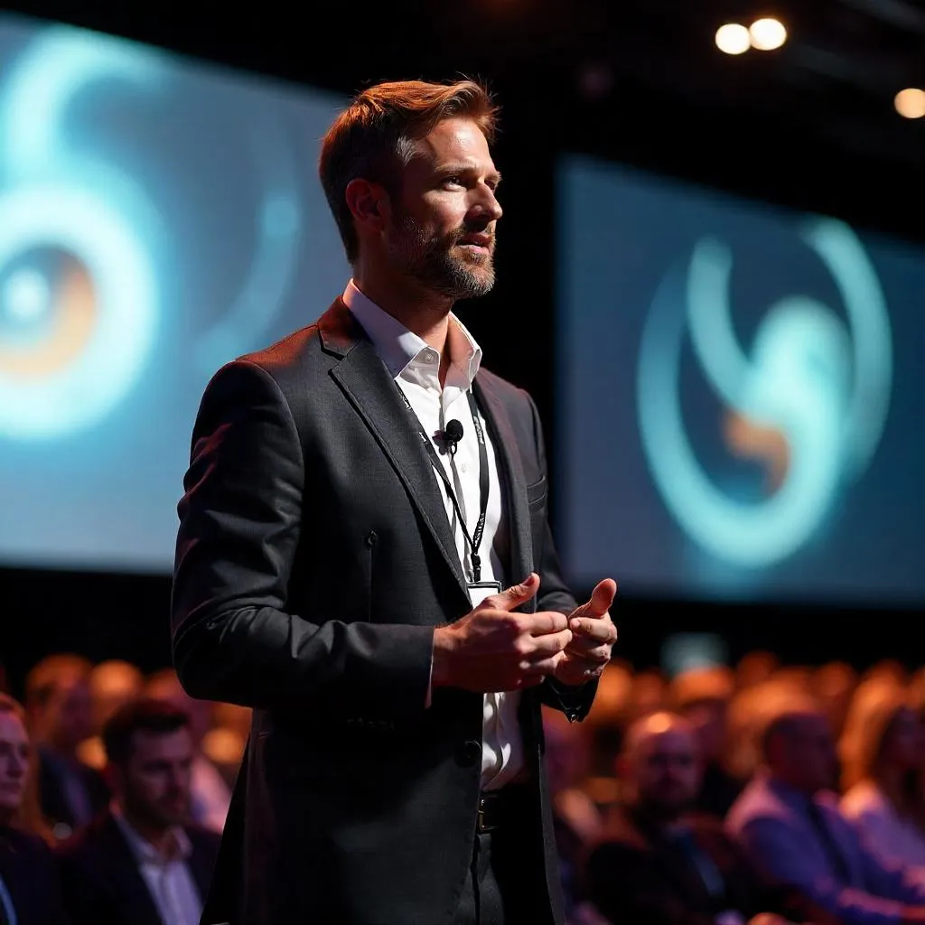 Keynote Moment: Photorealistic White Man at Conference