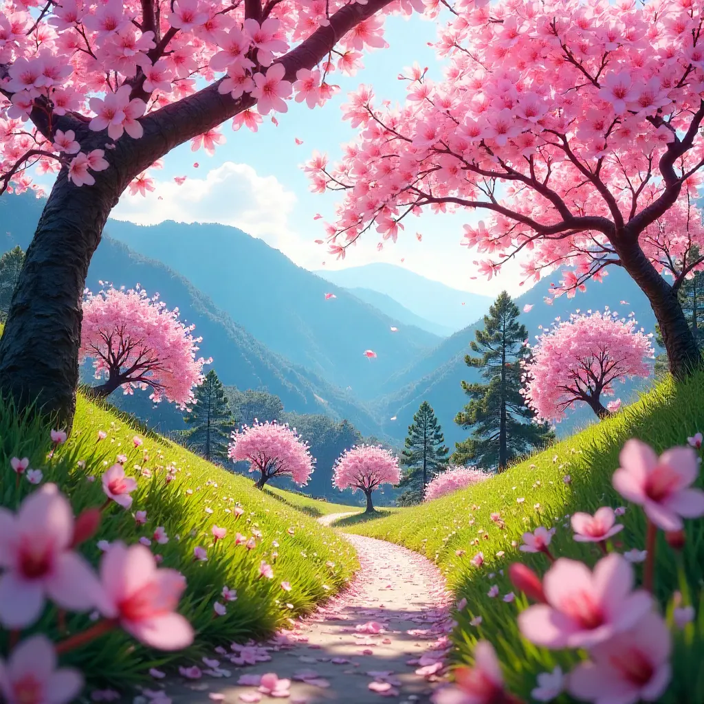 Vibrant Cherry Blossoms Over Da Lat's Blue Sky