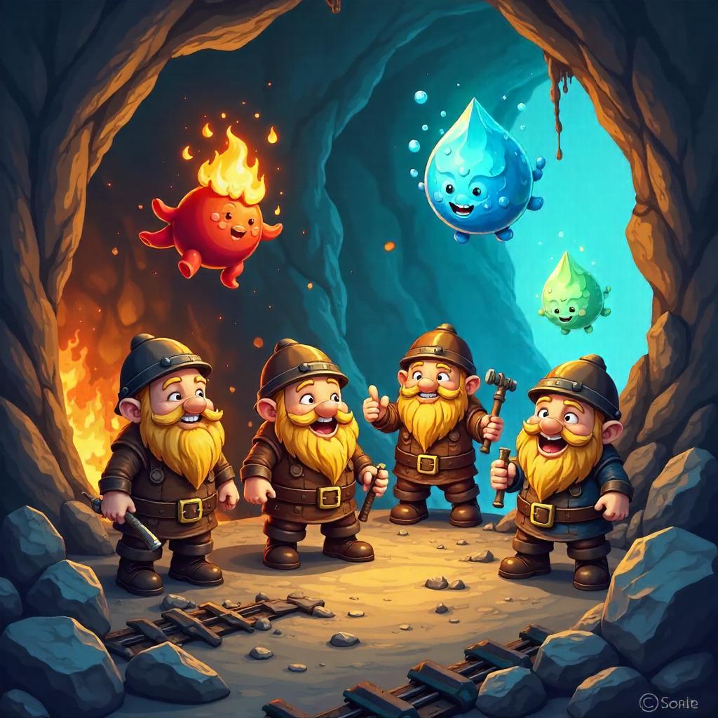 Elemental Cartoon in a Dwarf Mine