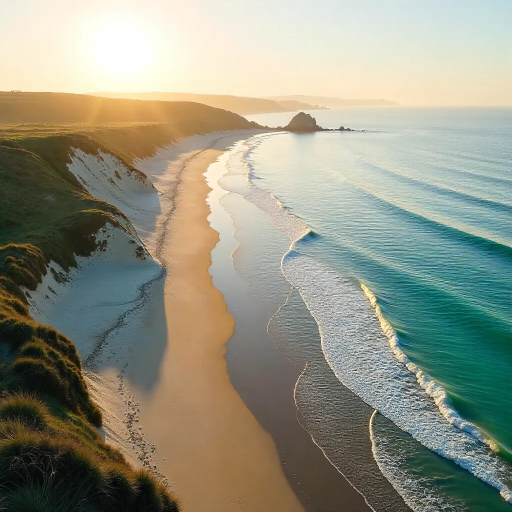Aerial Tranquility: Brittany Beach at Dawn