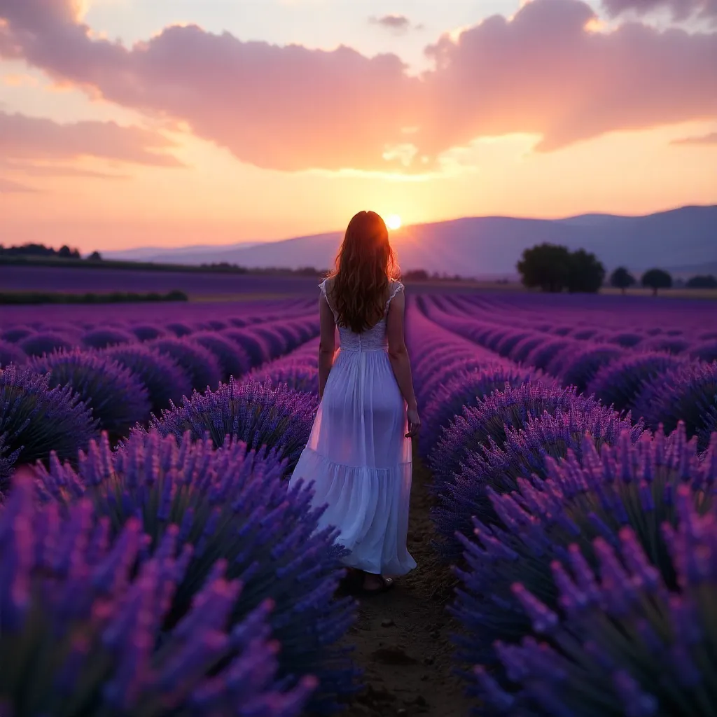 Twilight Tranquility in a Lavender Field