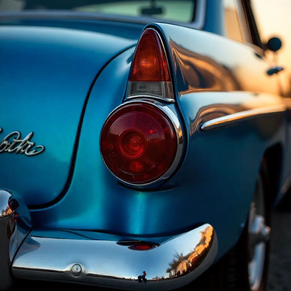 Macro Close-Up: Vintage Blue Car Tail Light