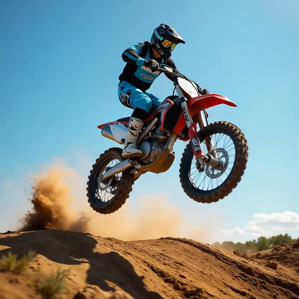 Clear-Sky Motocross Jump: Speed and Skill