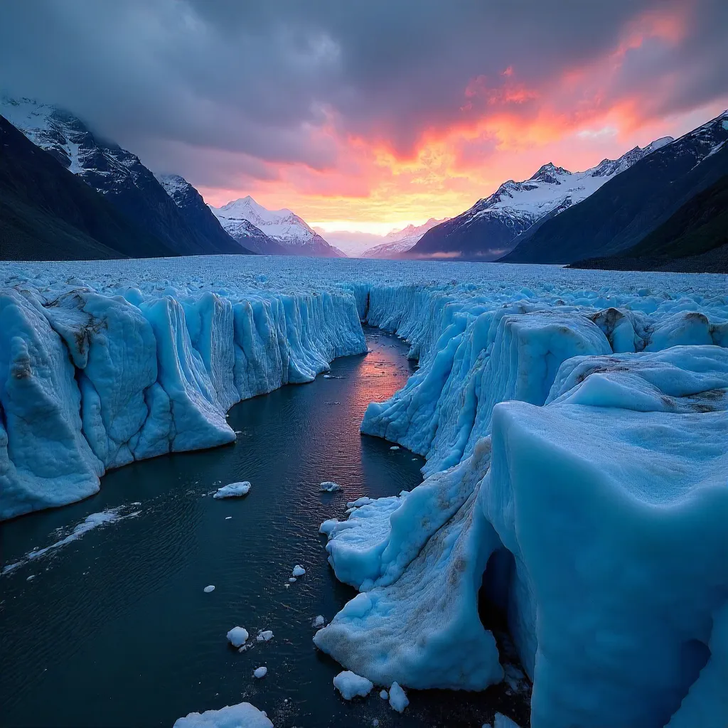 Twilight Glacier: Moody Dusk Landscape