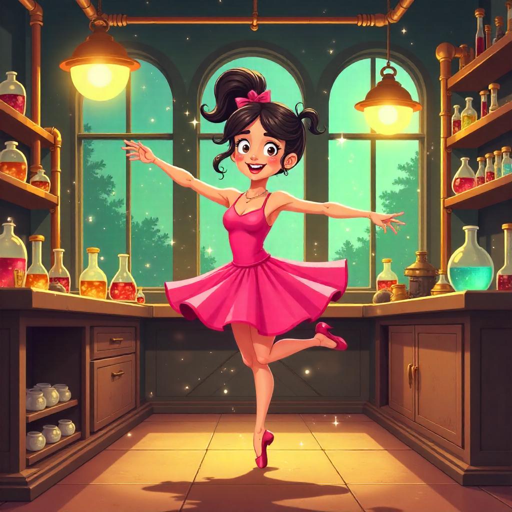 Brass Lab Dancer: Cartoon Ballet in Copper