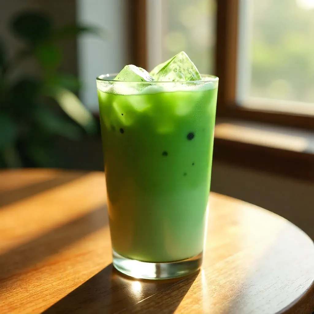 Sunlit Iced Matcha Latte in Glass