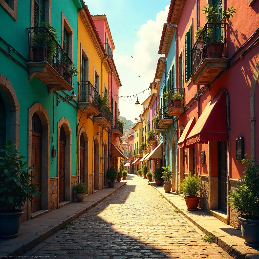 Quiet Alley of Colorful Historic Facades