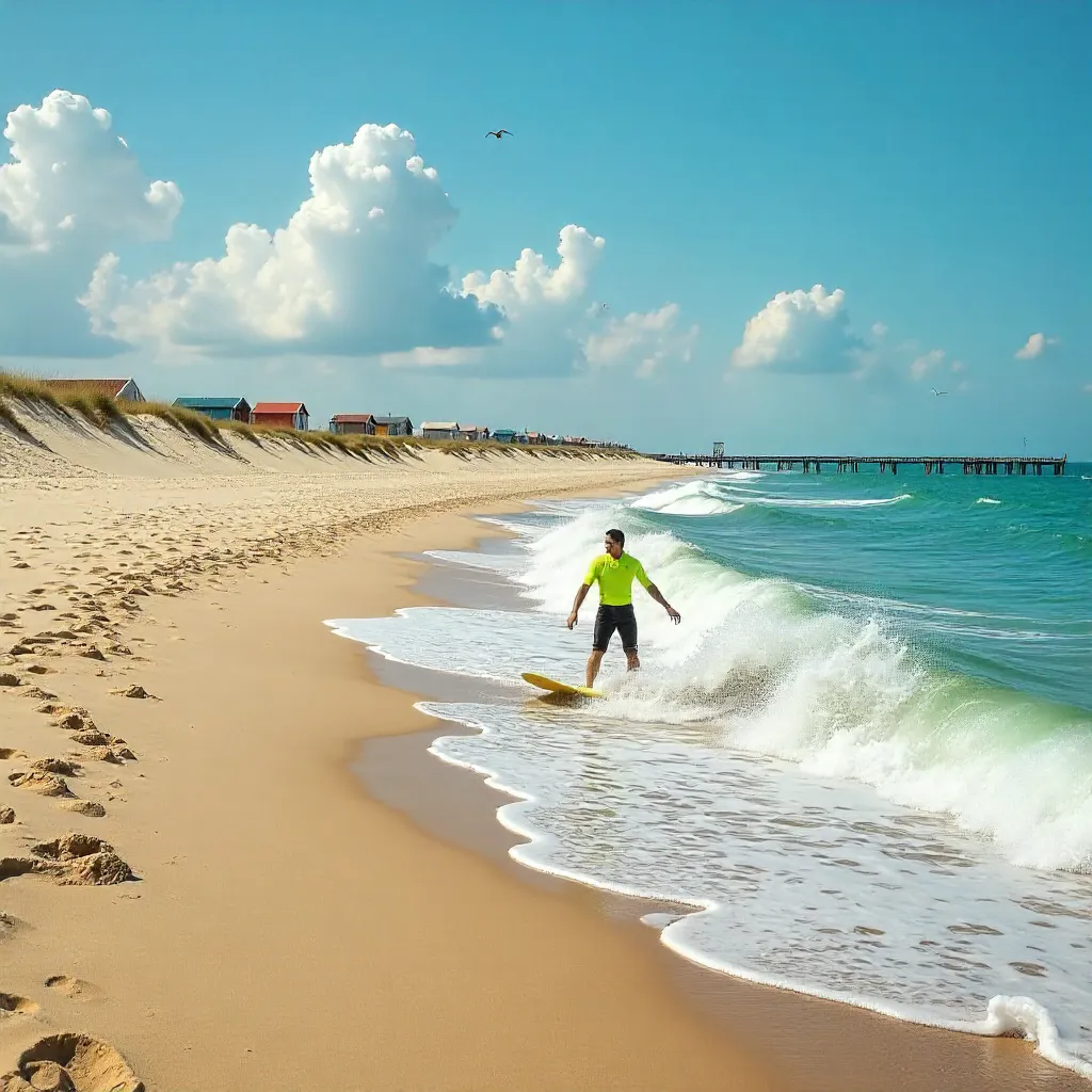 Surfer Enjoying Summer Waves at Sankt Peter-Ording Beach