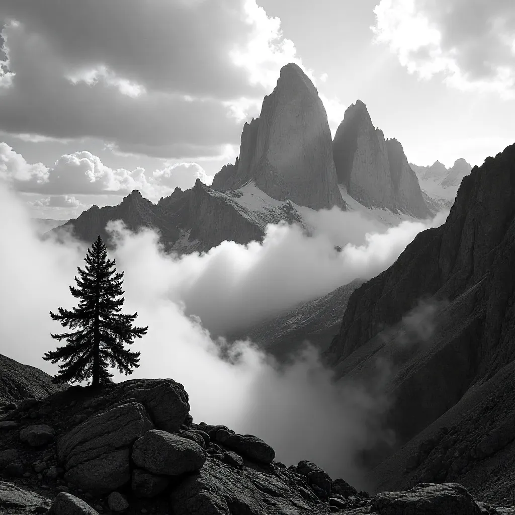 Fog-Wreathed Dolomites: A Dramatic Black-and-White
