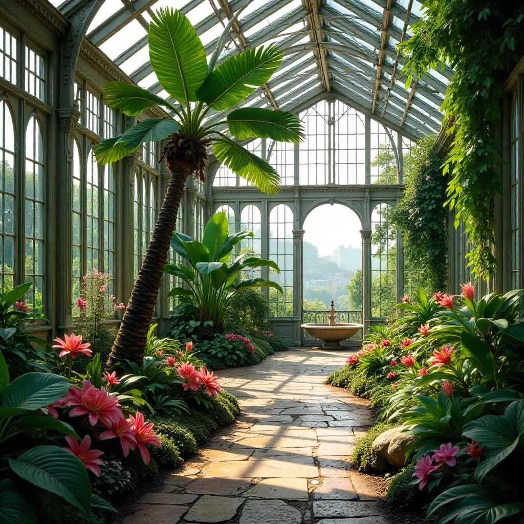 Parisian Greenhouse: Lush Glass Conservatory