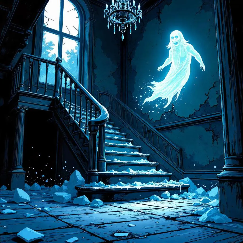 Ice Crystals in a Haunted House – Comic Book Style