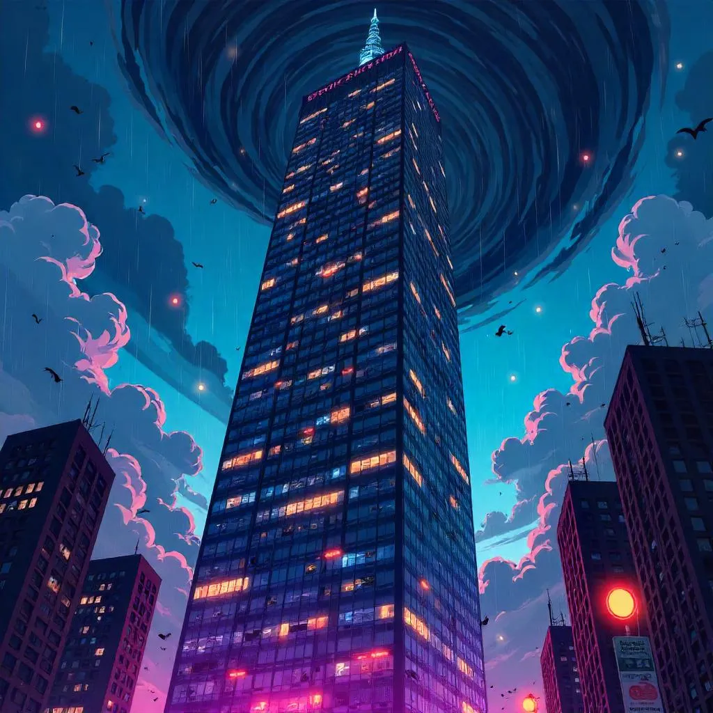 Anime Skyline Tornado: Skyscraper in the Storm