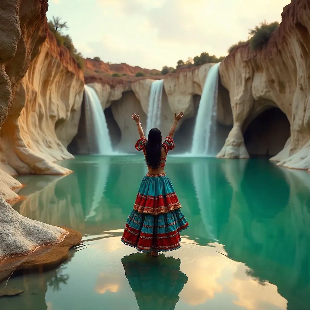 Reflection of a Tehuana Dancer at Hierve el Agua