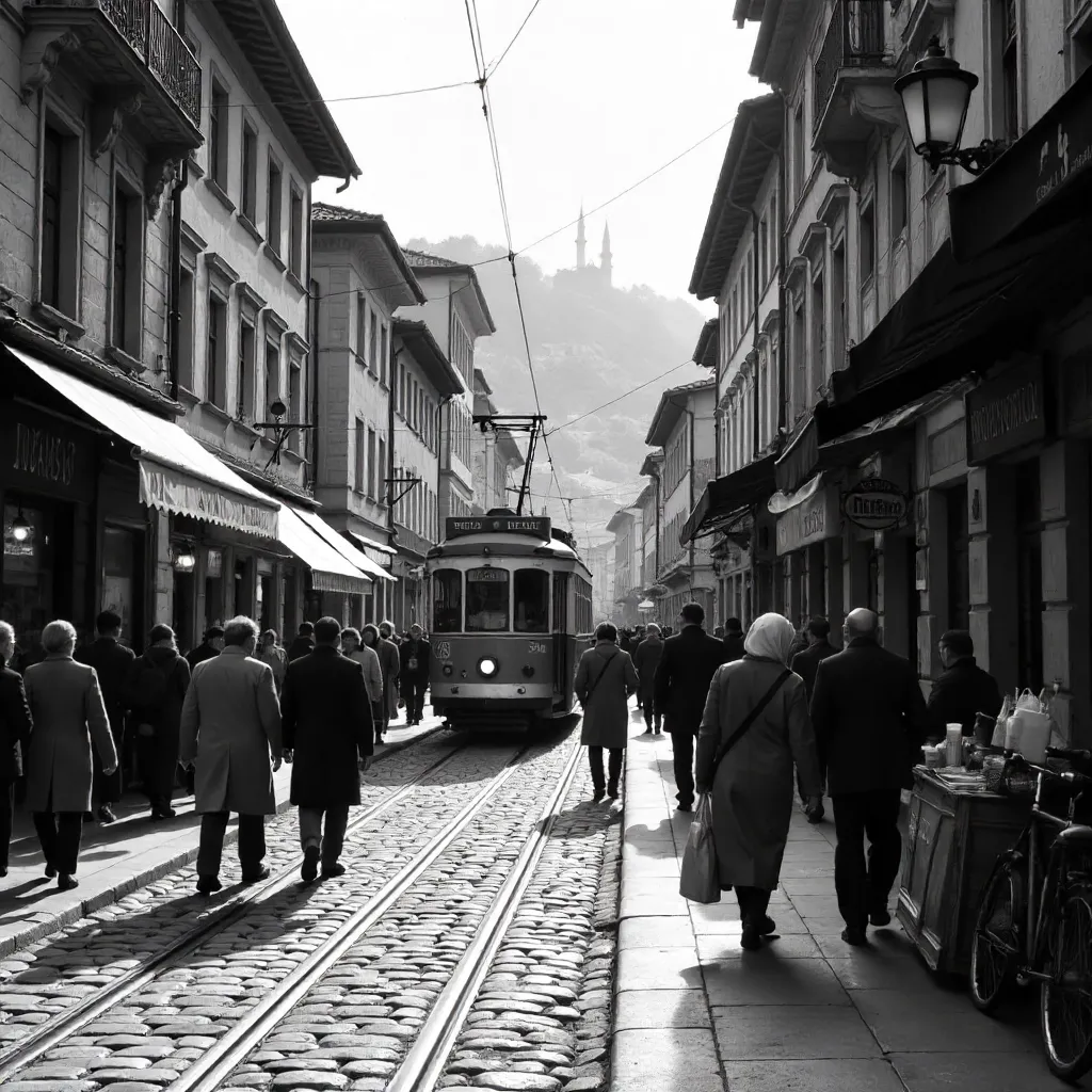 Black and White Street Life in Sarajevo