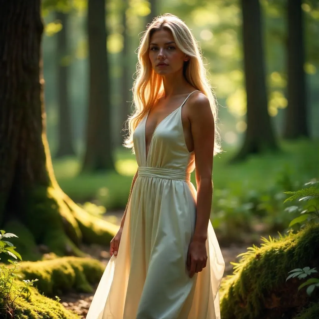 Elegant Forest Portrait of a Caucasian Woman