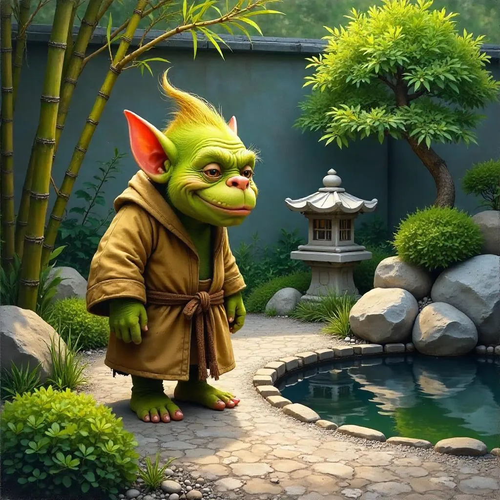 An Enchanted Troll in a Zen Garden