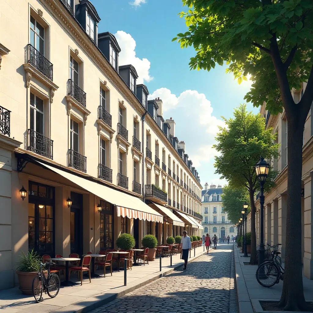Haussmann Street Charm in Paris under a Clear Sky