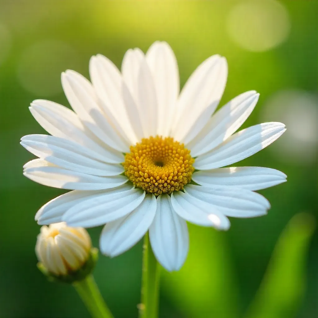 Macro Closeup of White Daisies with Yellow Centers