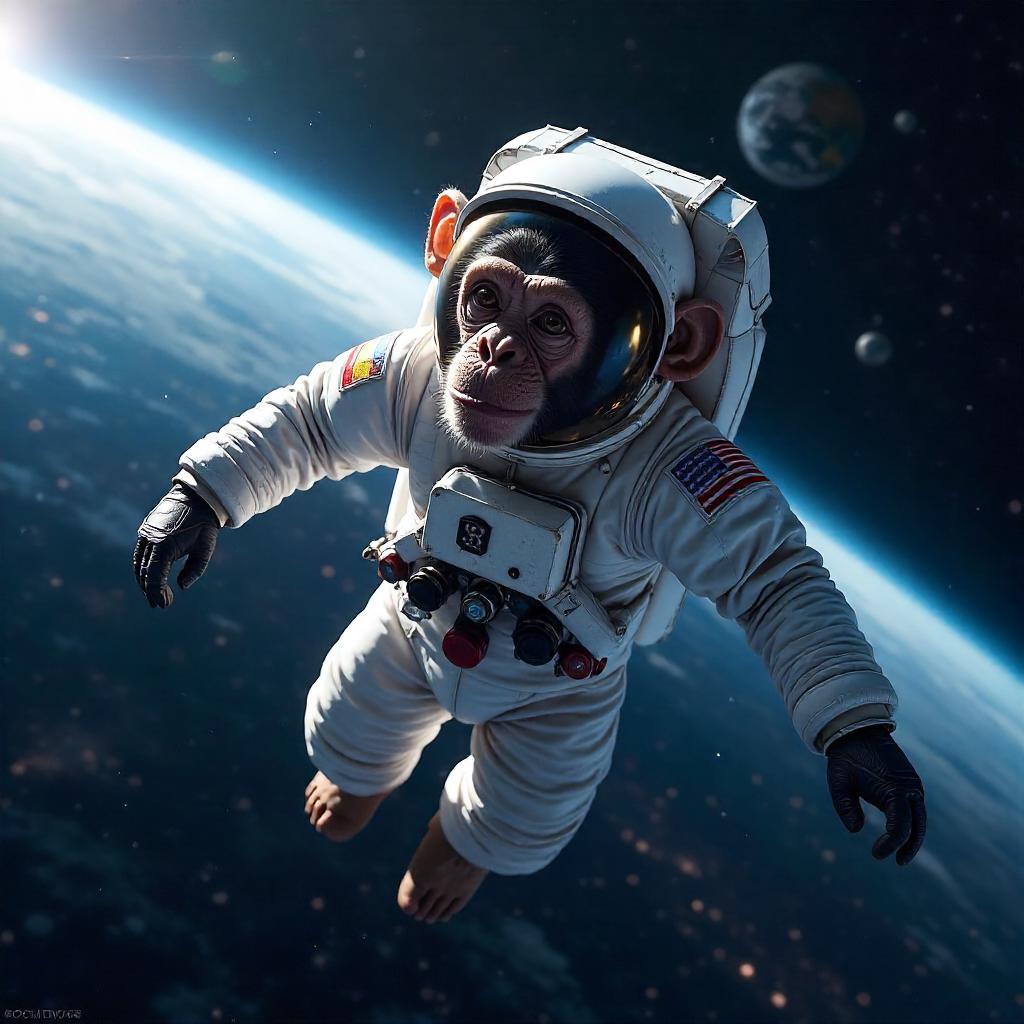 Chimpanzee in Space: Photoreal EVA Portrait